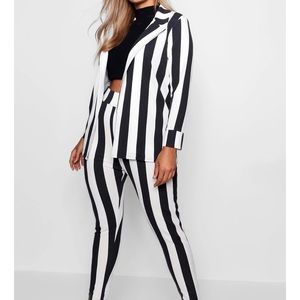 Boohoo plus striped suit co-ord